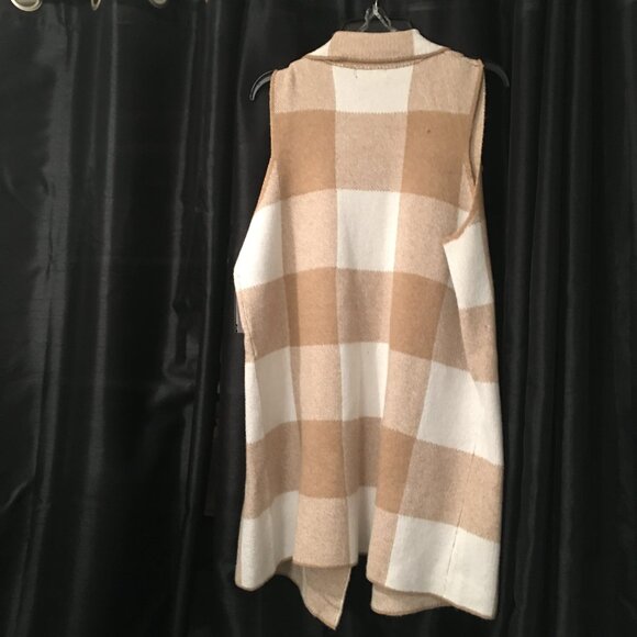 NWT Steve Madden checkered sleeveless long cardigan with pockets XL - Picture 8 of 10